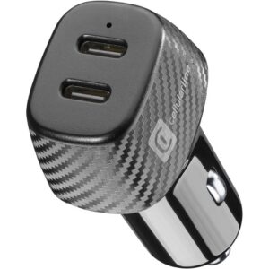 Caricabatterie da auto USB-C 20+20W PD nero