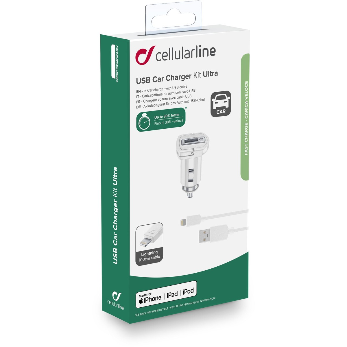 Kit Chargeurs Voiture Usb Lightning 100Cm – Image 3