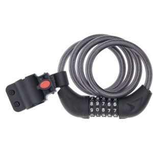 LOCK WITH MOUNTING BRACKET Cadenas pour vélo et trottinette avec câble en spirale, ultra-résistant et sûr