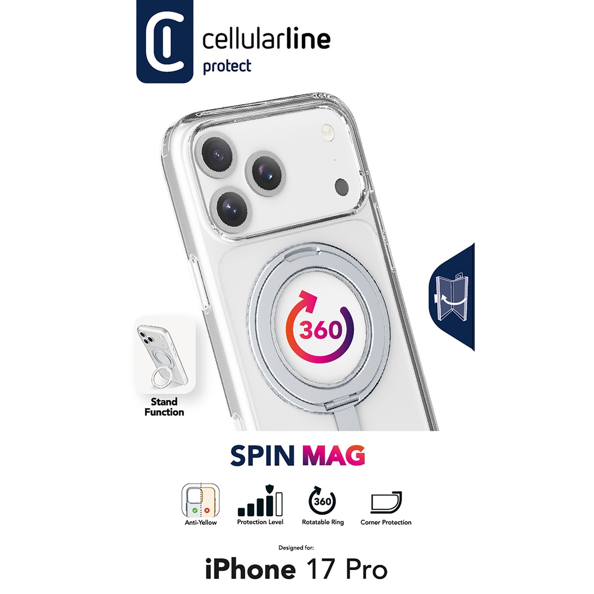 Spin Mag - iPhone 17 Pro Case with rotatable ring holder, compatible with Magsafe ecosystem - Image 3