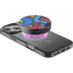Mag Vibe 3000 MAG VIBE est la batterie externe MagSafe de 3 000 mAh au design compact et rond, avec des graphismes colorés. Elle se fixe magnétiquement à l’iPhone pour une recharge sans fil de 5W. Parfaite pour ceux qui recherchent style et praticité en déplacement.