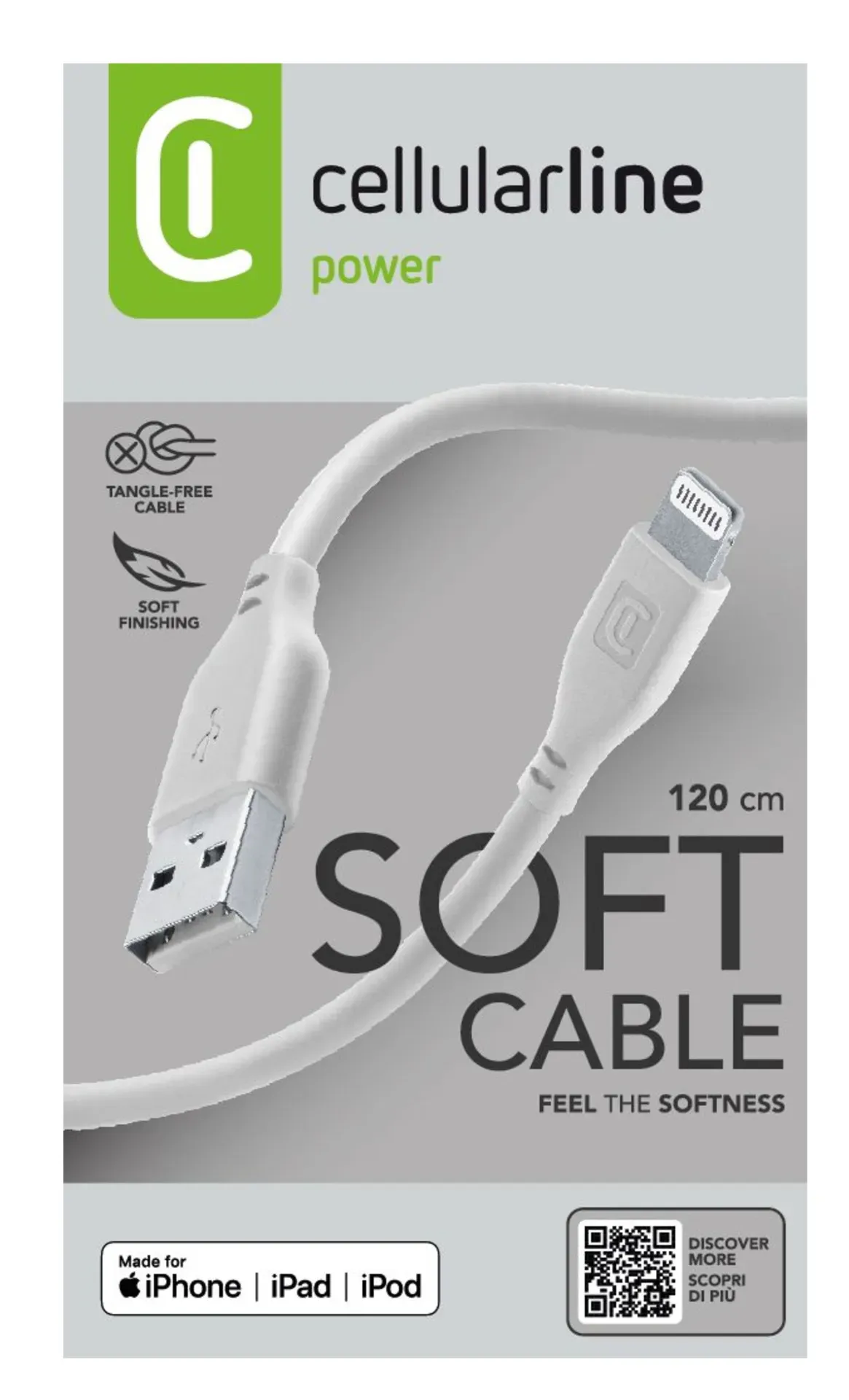 Soft cable 120 cm - Lightning, gris – Image 8