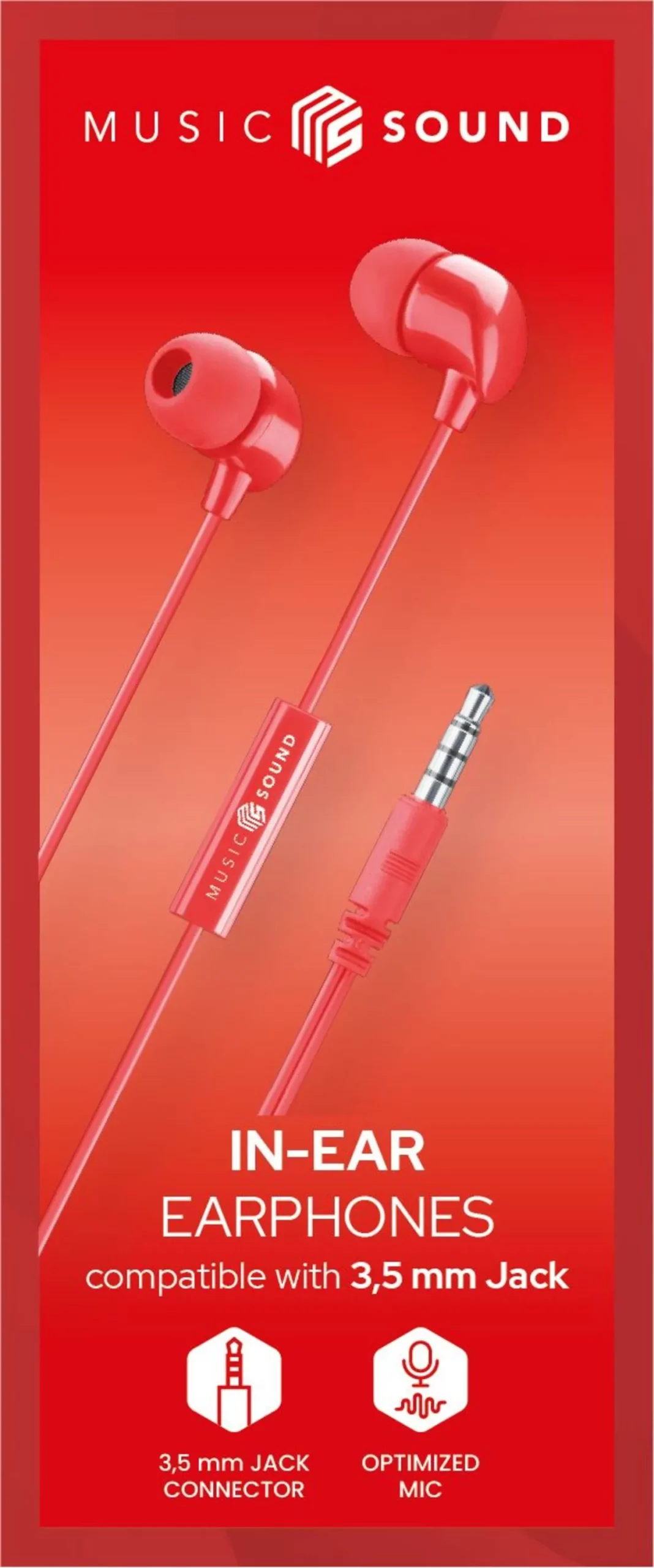 Écouteurs - In-ear + mic, rouge - Image 2