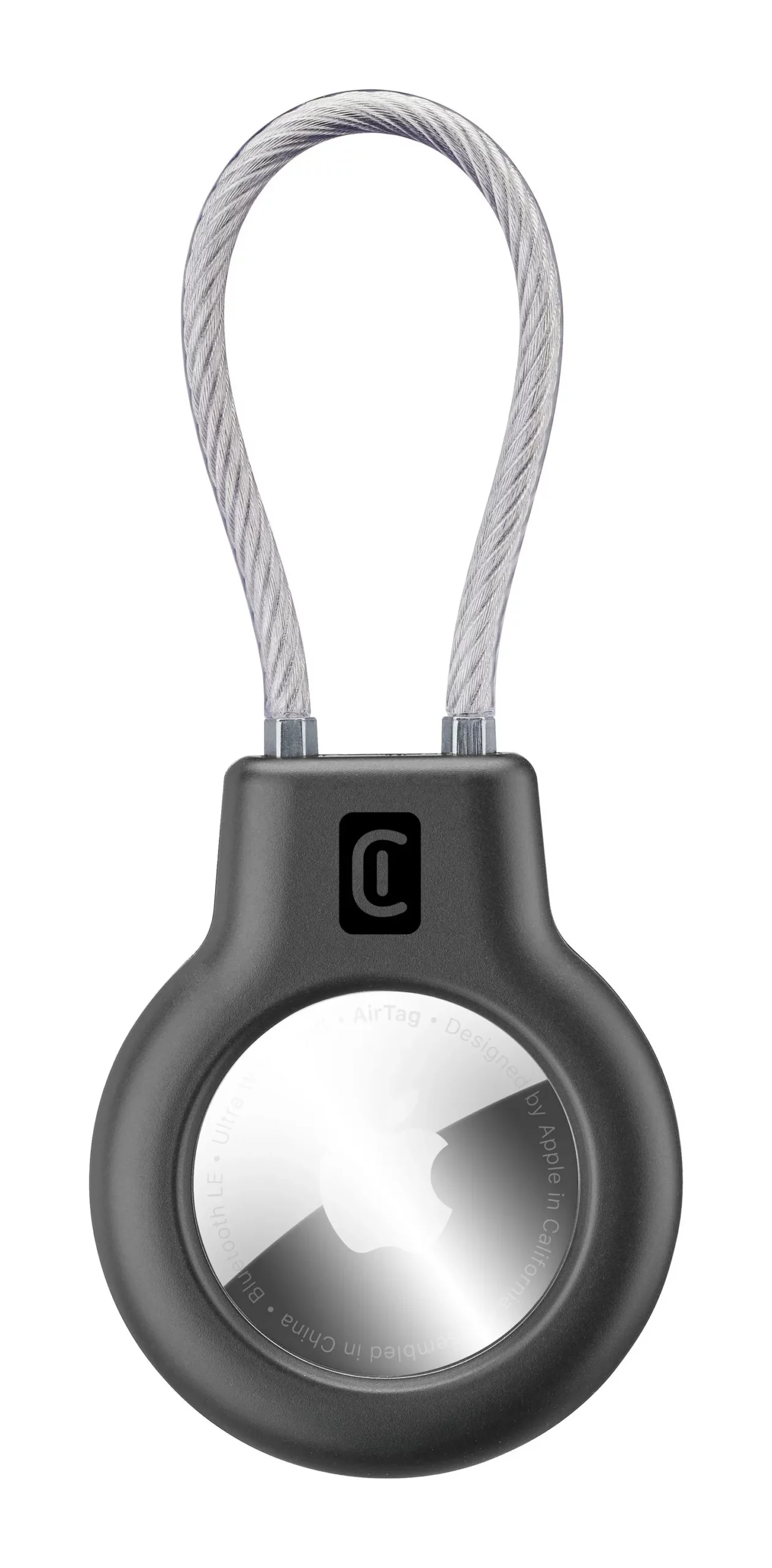 Safe Grip Ultra-rugged hard case for AirTag and Tracy Tag with metal cable and security key. Ideal for securing to moving items like backpacks, bikes and suitcases
