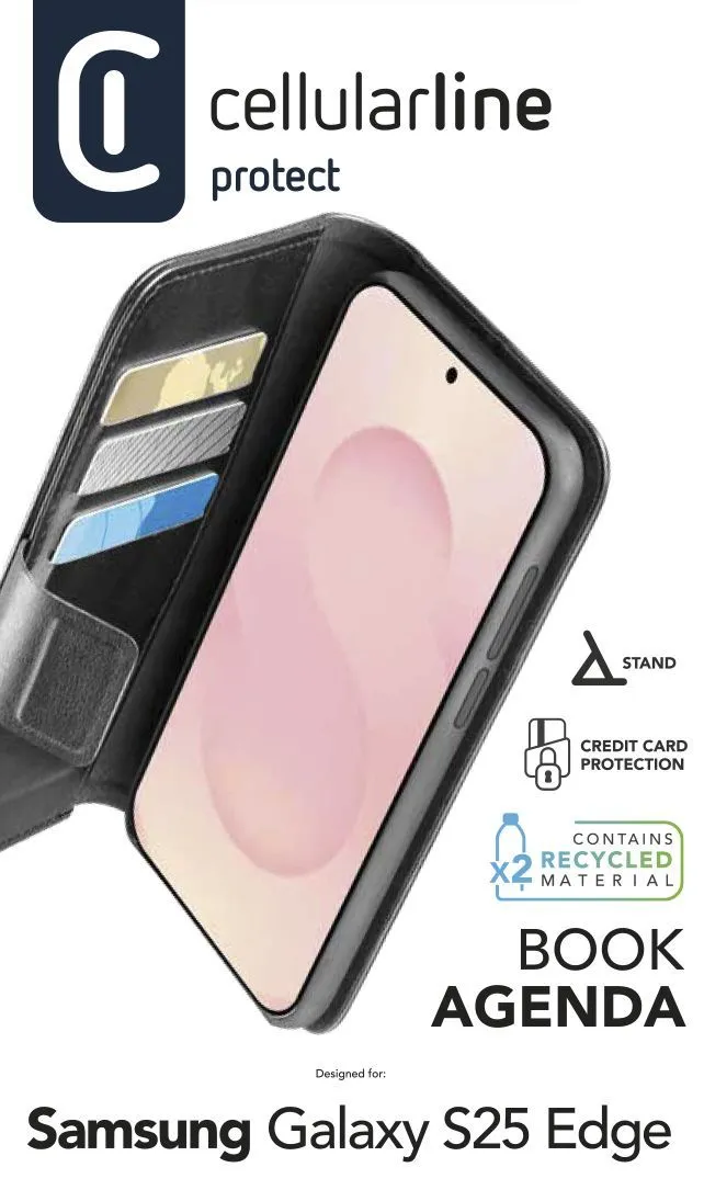 Book Agenda Galaxy S25 Edge Leather-effect book case with magnetic closure - Image 2