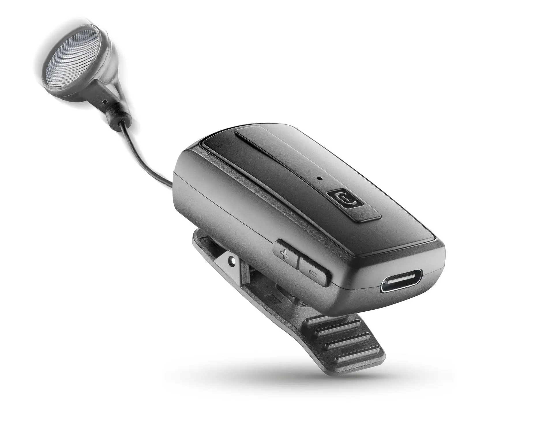 Roller Clip Classic Capsule-shaped mono Bluetooth® headset with retractable cable and attachment clip