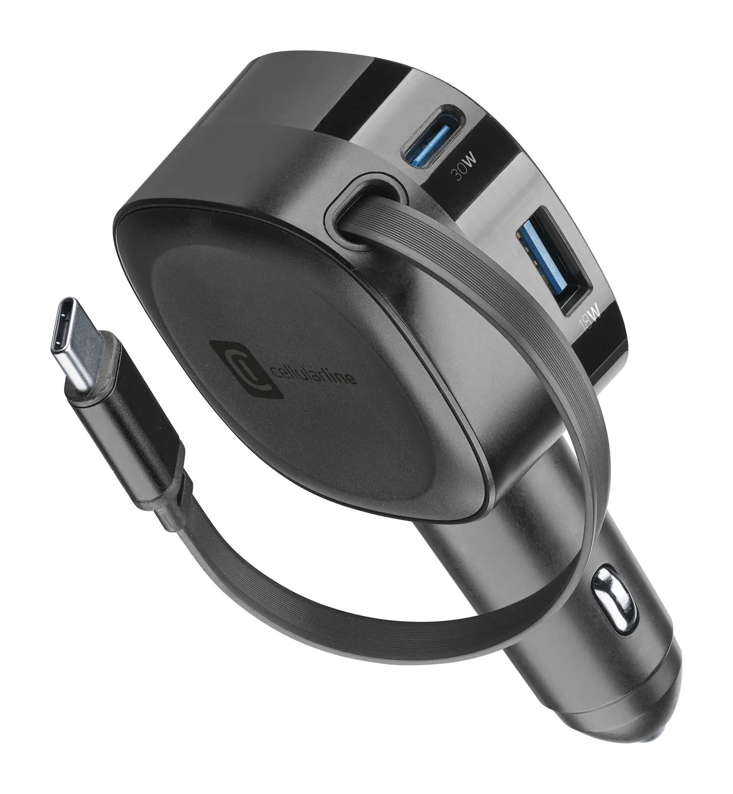 Retractable Car Charger 60W car charger with retractable cable