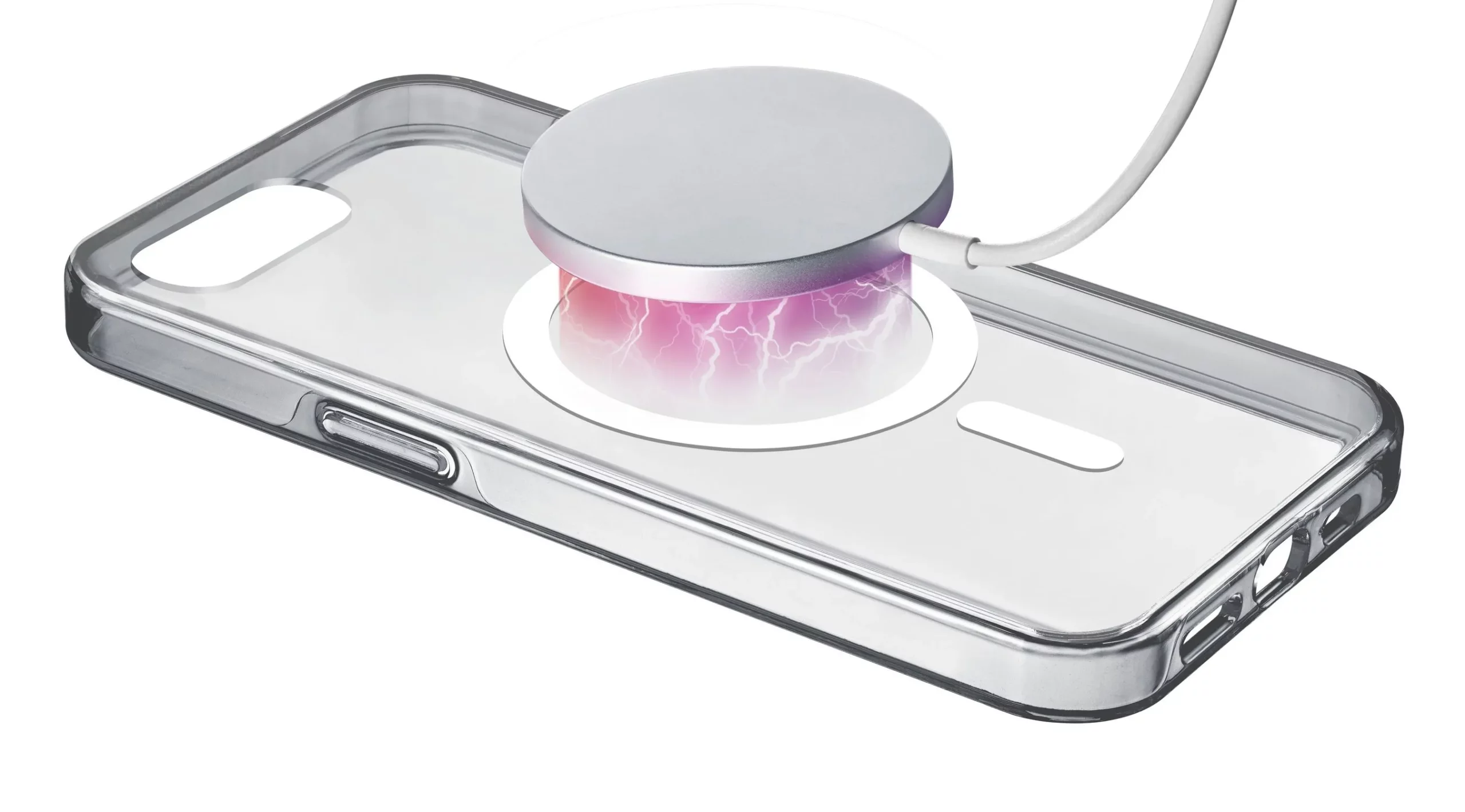 Clear Mag - iPhone 16e/17e Ultra-resistant transparent case with rubber edge, compatible with the Qi2 ecosystem and magnetic accessories, treated to prevent yellowing.