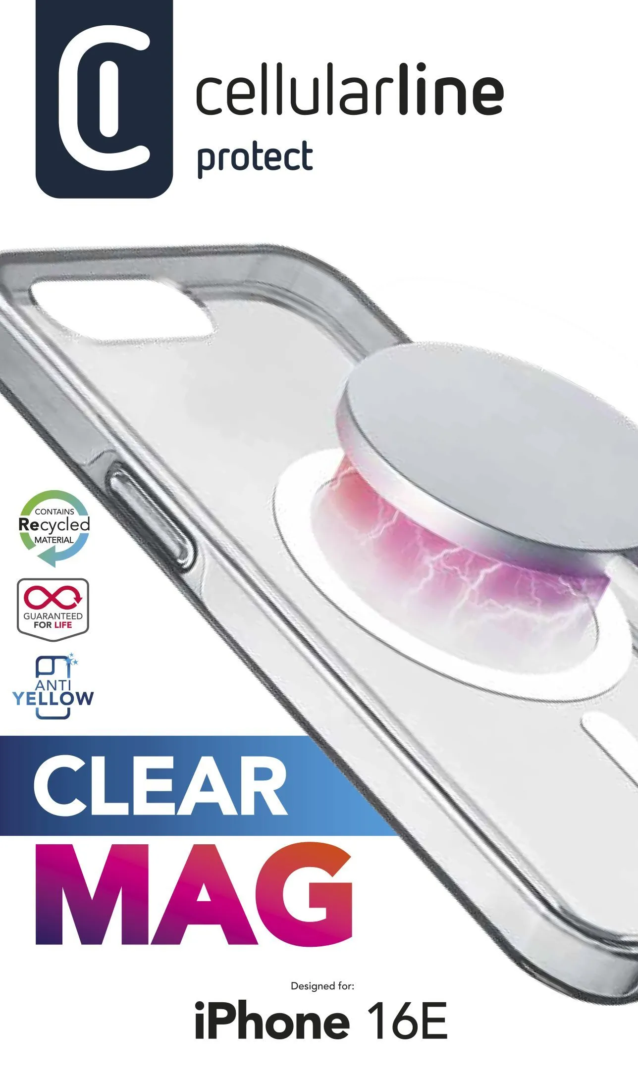 Clear Mag - iPhone 16e/17e Ultra-resistant transparent case with rubber edge, compatible with the Qi2 ecosystem and magnetic accessories, treated to prevent yellowing. - Image 2