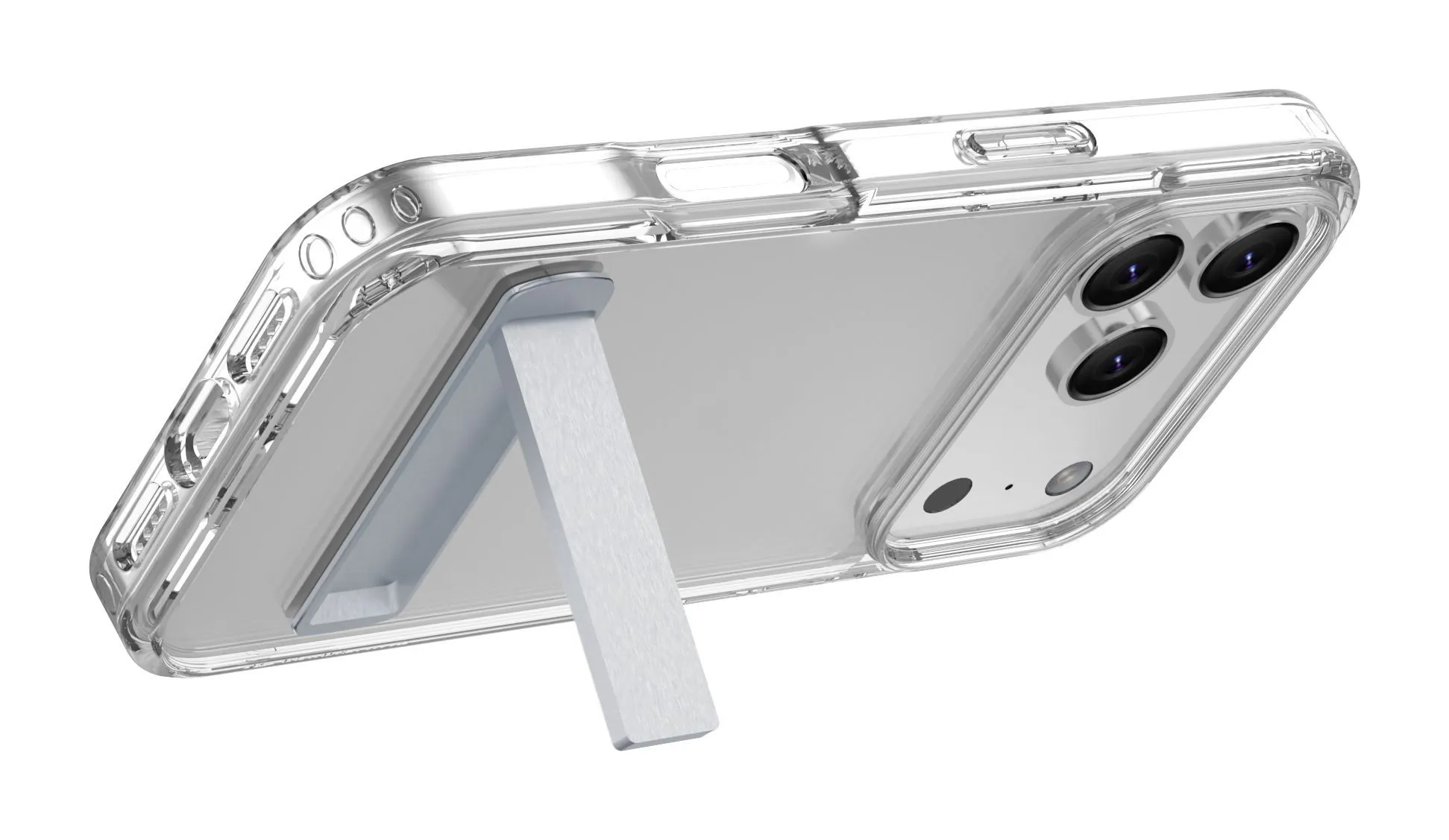 Clear Stand - iPhone 17 Pro Transparent case with integrated stand for hands-free use. Dual-material with anti-yellowing and antibacterial surface. - Image 5