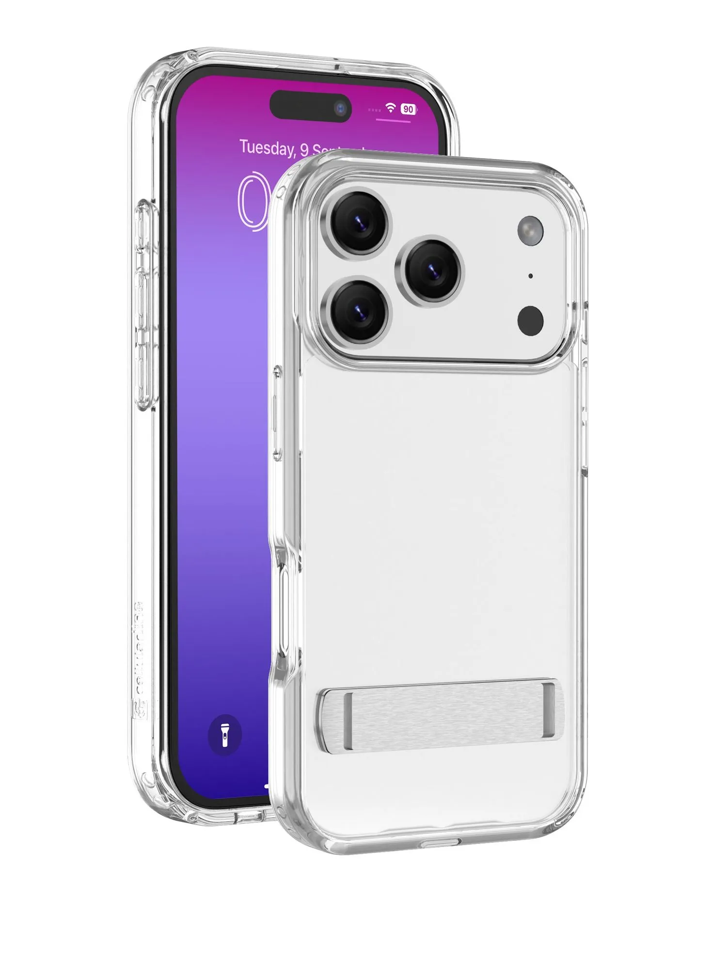 Clear Stand - iPhone 17 Pro Transparent case with integrated stand for hands-free use. Dual-material with anti-yellowing and antibacterial surface. - Image 8