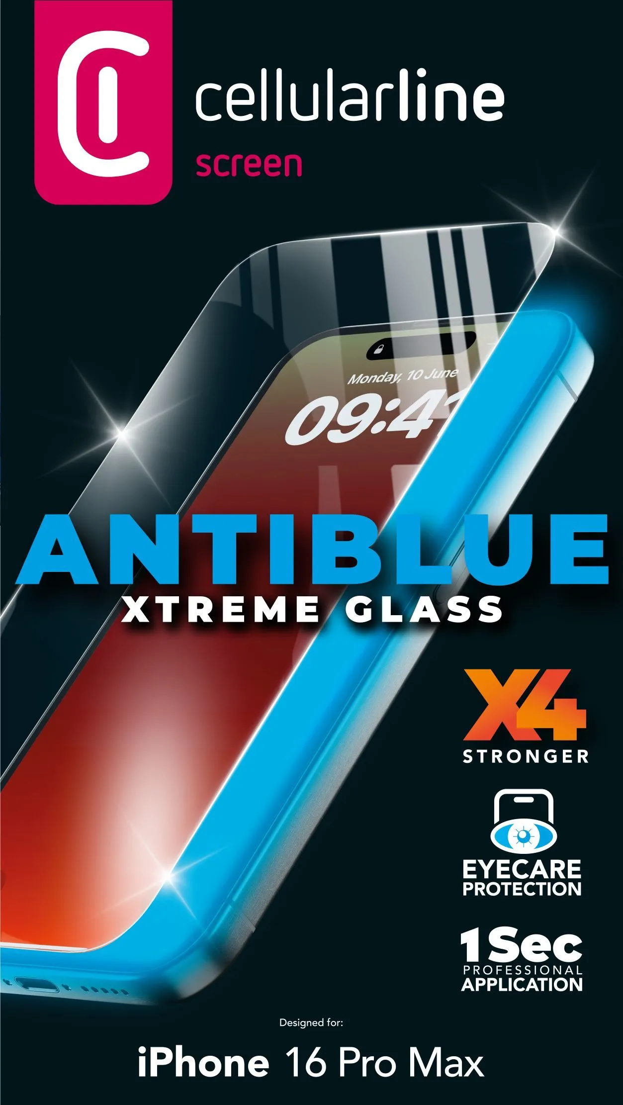 Antiblue Xtreme Glass - iPhone 16 Pro Max Ultra protective tempered glass with integrated anti-bluelight filter, easy to apply and ultra durable - Image 2