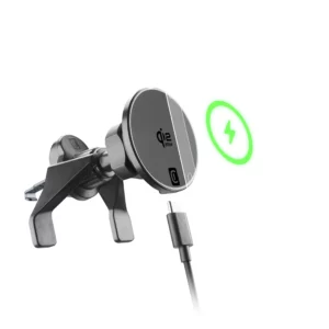 MAG HOLDER Qi2.2 25W Car mount with ultra-fast and safe wireless charging up to 25W thanks to the new Qi2.2 technology and dual mounting system with suction cup or clip for windshield, dashboard or air vents.