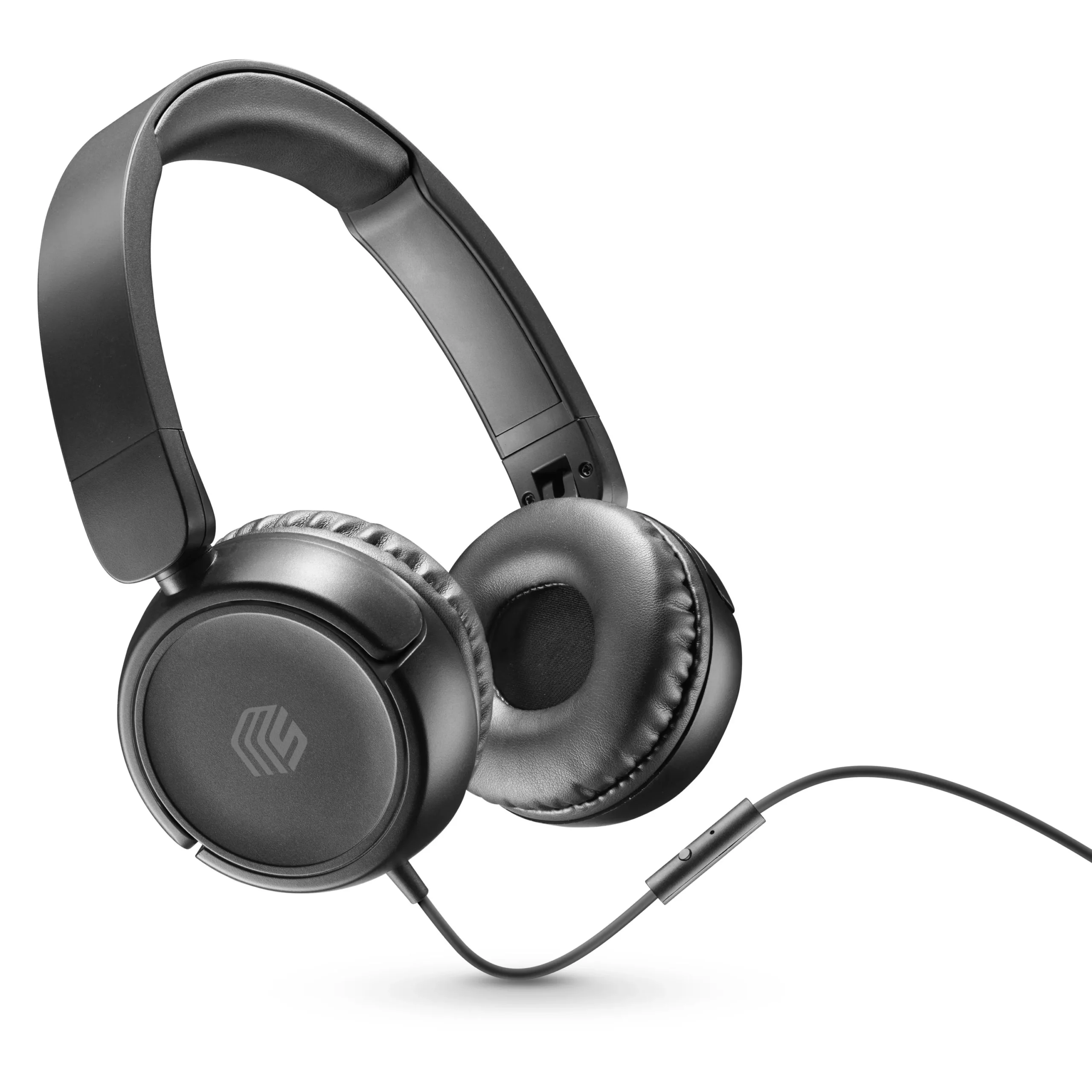 Music Sound wired headphones+micro, noir