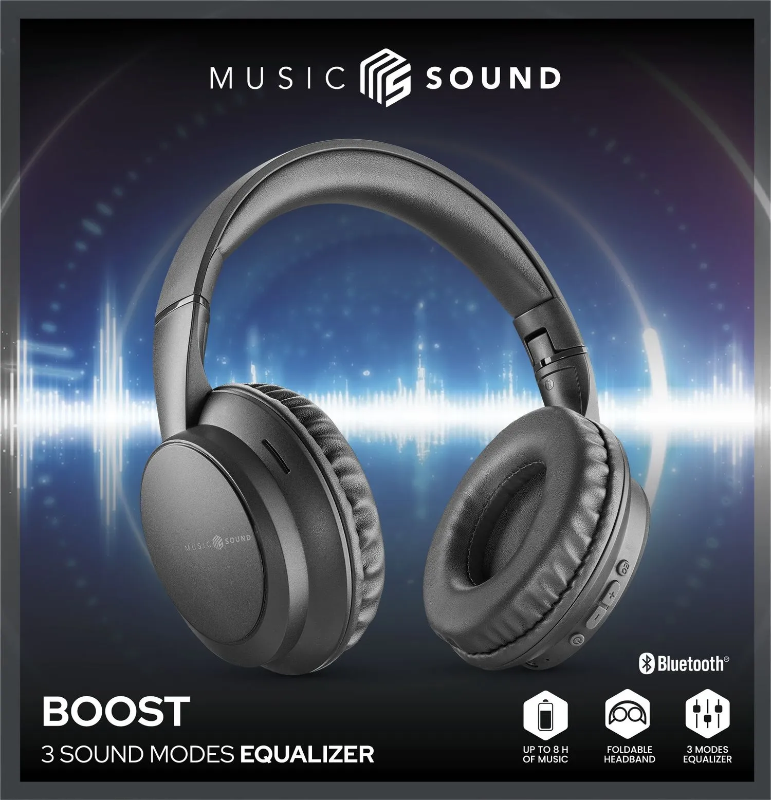 Boost Wireless headset with 3 EQ modes, foldable around-ear design, built-in mic and up to 8 hours of battery life - Image 2