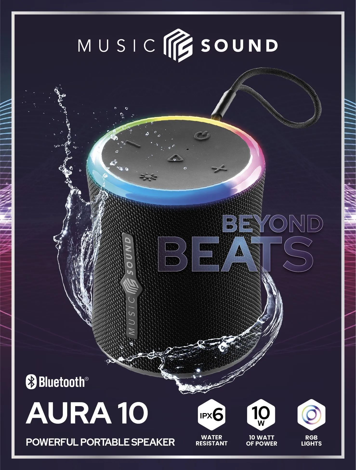 AURA 10 Compact and powerful 10W Bluetooth speaker with RGB lights - Image 2