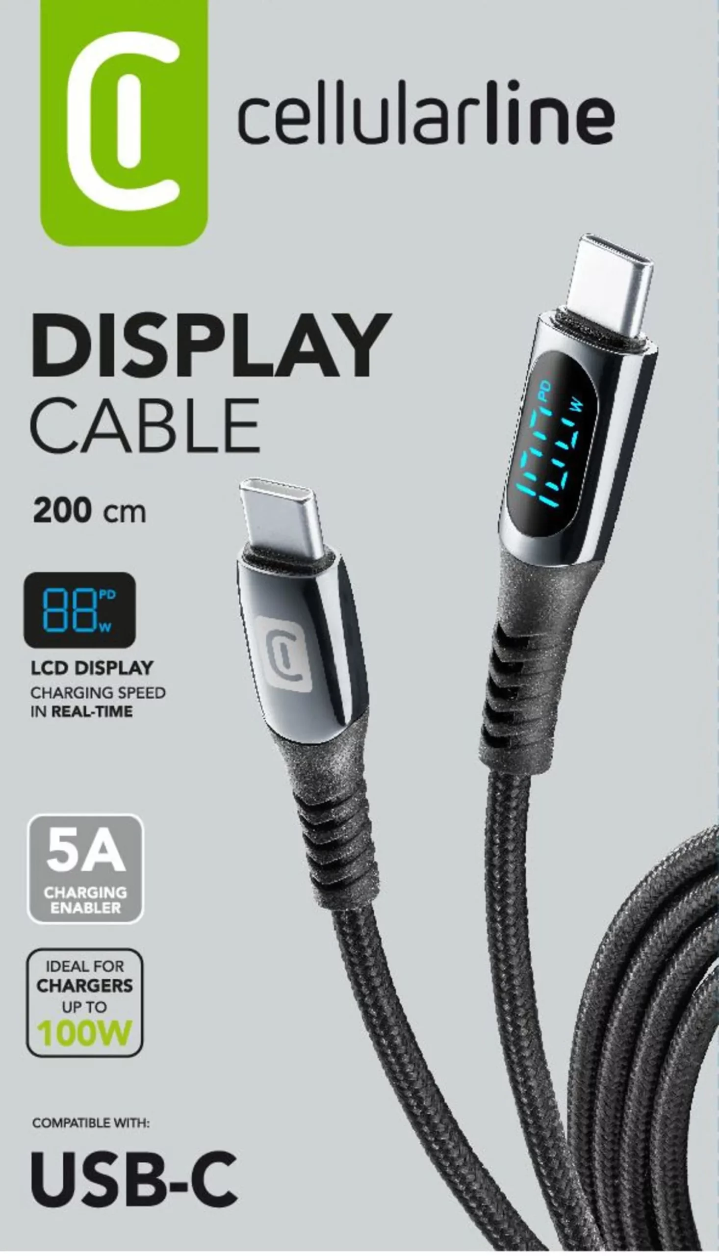 Display Cable USB-C cable with integrated LCD display - Image 3