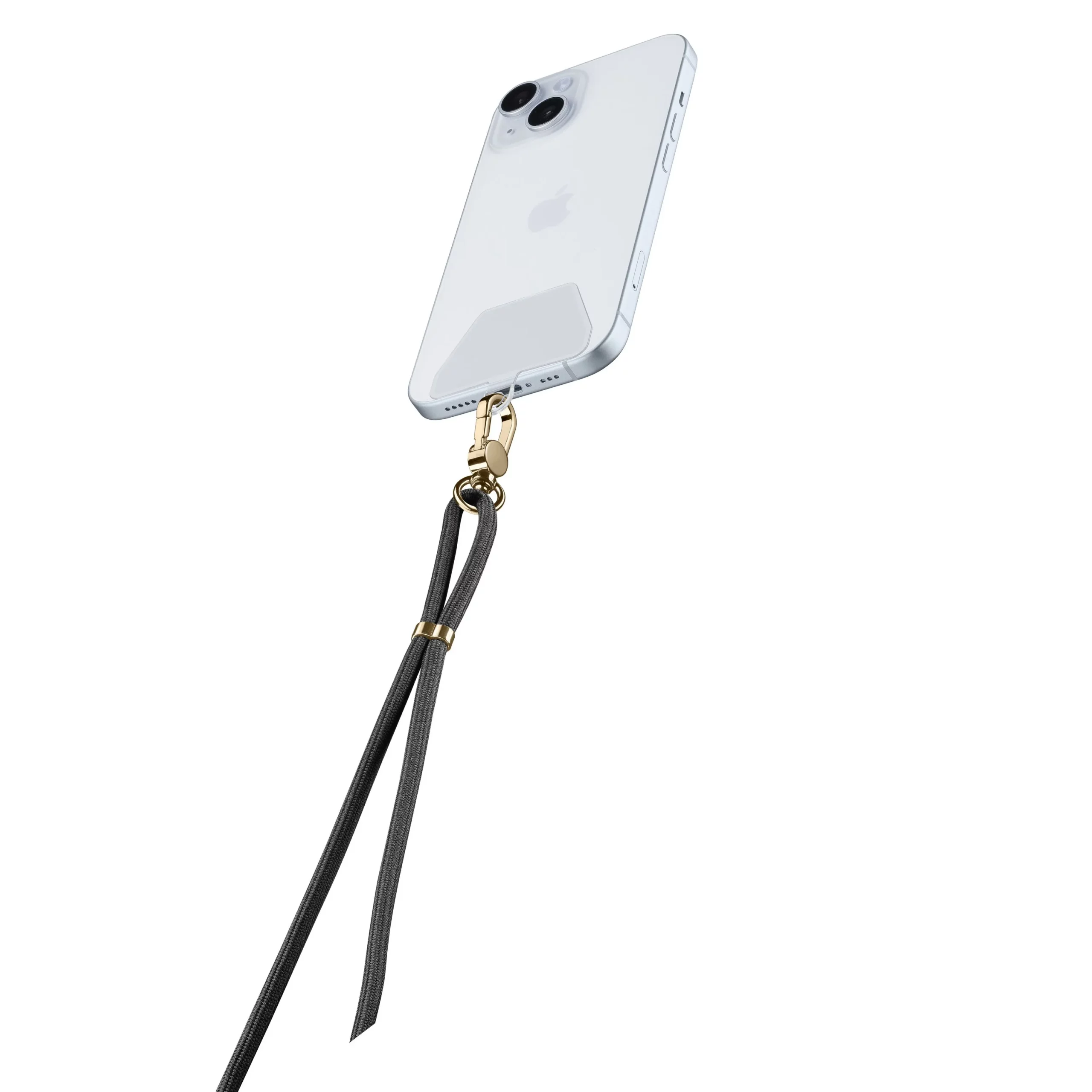 WRIST LACE – Wrist strap – Black Universal wrist strap with premium finishes, compatible with all smartphones, even with a case. Transparent adhesive patch included for easy and secure application.