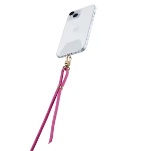 WRIST LACE – Wrist strap – Pink Universal wrist strap with premium finishes, compatible with all smartphones, even with a case. Transparent adhesive patch included for easy and secure application.